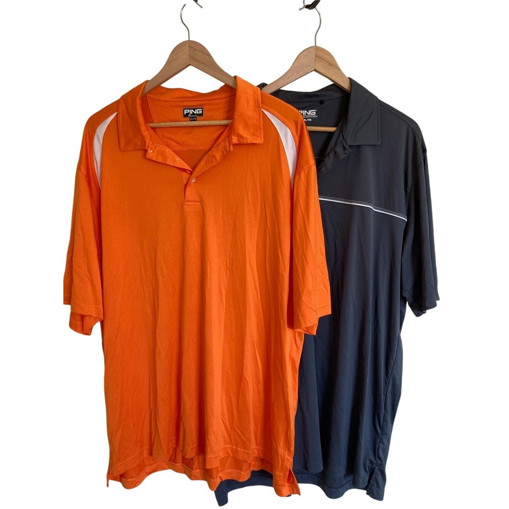 PING Mens Sensorcool‎ Golf Shirt Bundle Size XXLT Orange Grey Performance Casual